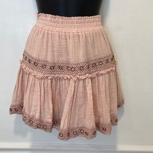 Misa Los Angeles Skirt Pale Pink Cotton Gold Rings Size Small